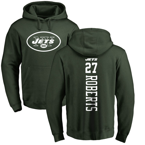 New York Jets Men Green Darryl Roberts Backer NFL Football 27 Pullover Hoodie Sweatshirts
